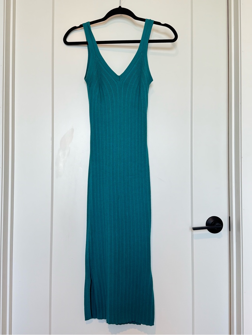 Olive + Oak Teal Ribbed Knit Bodycon Maxi Dress Small